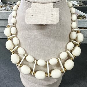 Vintage Trifari Necklace Acrylic Beaded Gold Tone Choker Retro Mod Statement